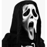 Scream Ghostface skull mask with black hood for Halloween costume