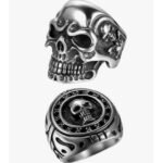 Punk rock style metallic skull statement rings jewelry