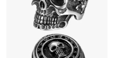 Punk rock style metallic skull statement rings jewelry