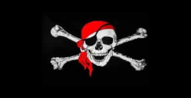 Pirate skull and crossbones flag, classic Jolly Roger design